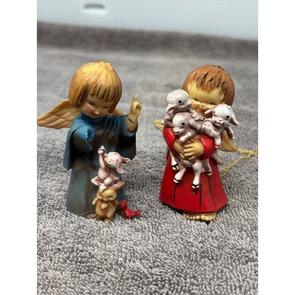 Vtg Angel Figurines w/ Animals Christmas Tree 3